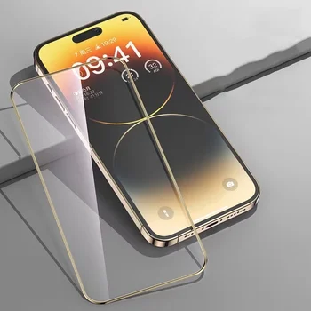 10 шт. Хрустальное закаленное стекло для iPhone14 13 12 11 Pro Max Мягкая силиконовая кромка Супер прозрачная ударопрочная защитная пленка для экрана
