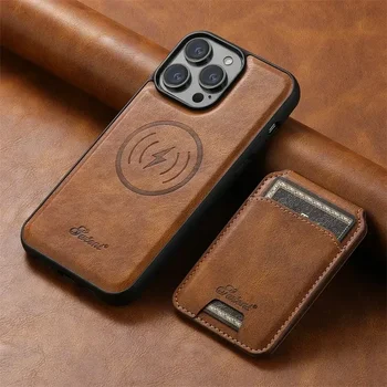 2 в 1 кошелек держатель карты кожаный магнитный карманный чехол для телефона для iPhone 15 12 13 14 Pro Max съемный противоударный бампер