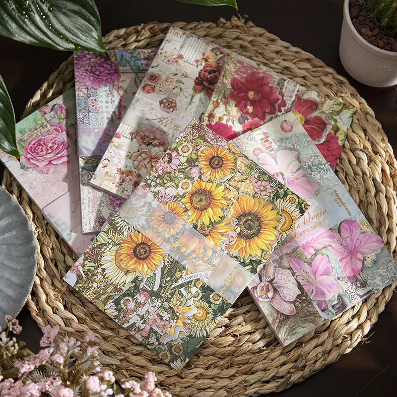 20 листов в упаковке Нестандартные материалы Светлые цветы в стиле ретро, шторы для рук Ландшафтный дизайн и фоновая бумага Примечания 6 типов