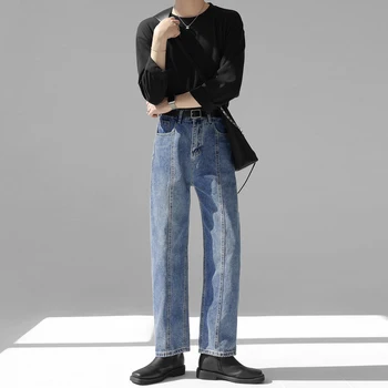 2023 Весенние мужские джинсы High Street Straight Loose Комбинезон Джинсовые брюки оверсайз Новая мода Мужские повседневные винтажные брюки D29