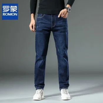 2023 Новые джинсы Romon Мужские эластичные деловые повседневные брюки прямого кроя Молодежный тренд Мужские брюки