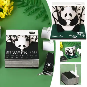 2024 Panda Memo Pad Kawaii 3D Sticky Notes 3D Art Calendar Note Заметка Липкие блоки Бумага 3D Резьба Подарочная модель 3D P2X5