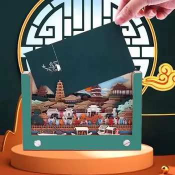 2024 Еженедельный календарь года дракона, Запретный город Храма Неба, Тайваньский календарь 3D-резьба по бумаге, офисные столы в древнем стиле