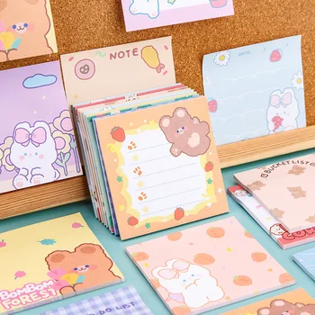 60 шт./лот Kawaii Rabbit Bear Memo Pad Sticky Note Cute N Times Канцелярские товары Этикетка Блокнот Post School Принадлежности