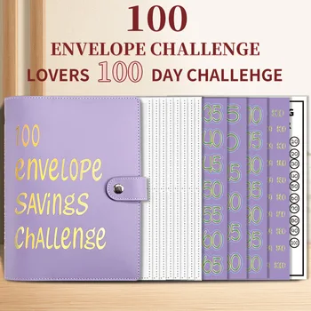 A5 Soft 100 Envelope Challenge Скоросшиватель для вкладных листов Бюджетный скоросшиватель с 25-листовыми кассовыми конвертами Система органайзера для денег