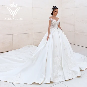 ALEX NOVIAS Атласное бальное платье Свадебные платья для женщин 2024 Аппликации Блестящее соборное свадебное платье Элегантный Vestidos De Novia