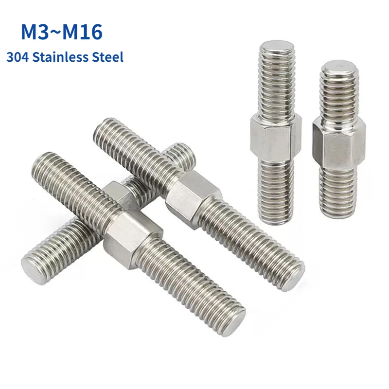 M3-M16 Левая и правая резьба Двухсторонний резьбовой стержень 304 Нержавеющая сталь Шпильки с положительной и отрицательной резьбой Винт