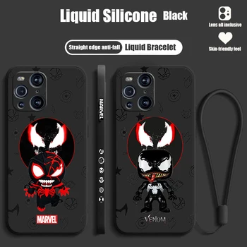 Marvel Venom Hero Cool для OPPO Find X6 X5 X3 X2 Pro Lite Neo Жидкий левый силиконовый чехол для телефона