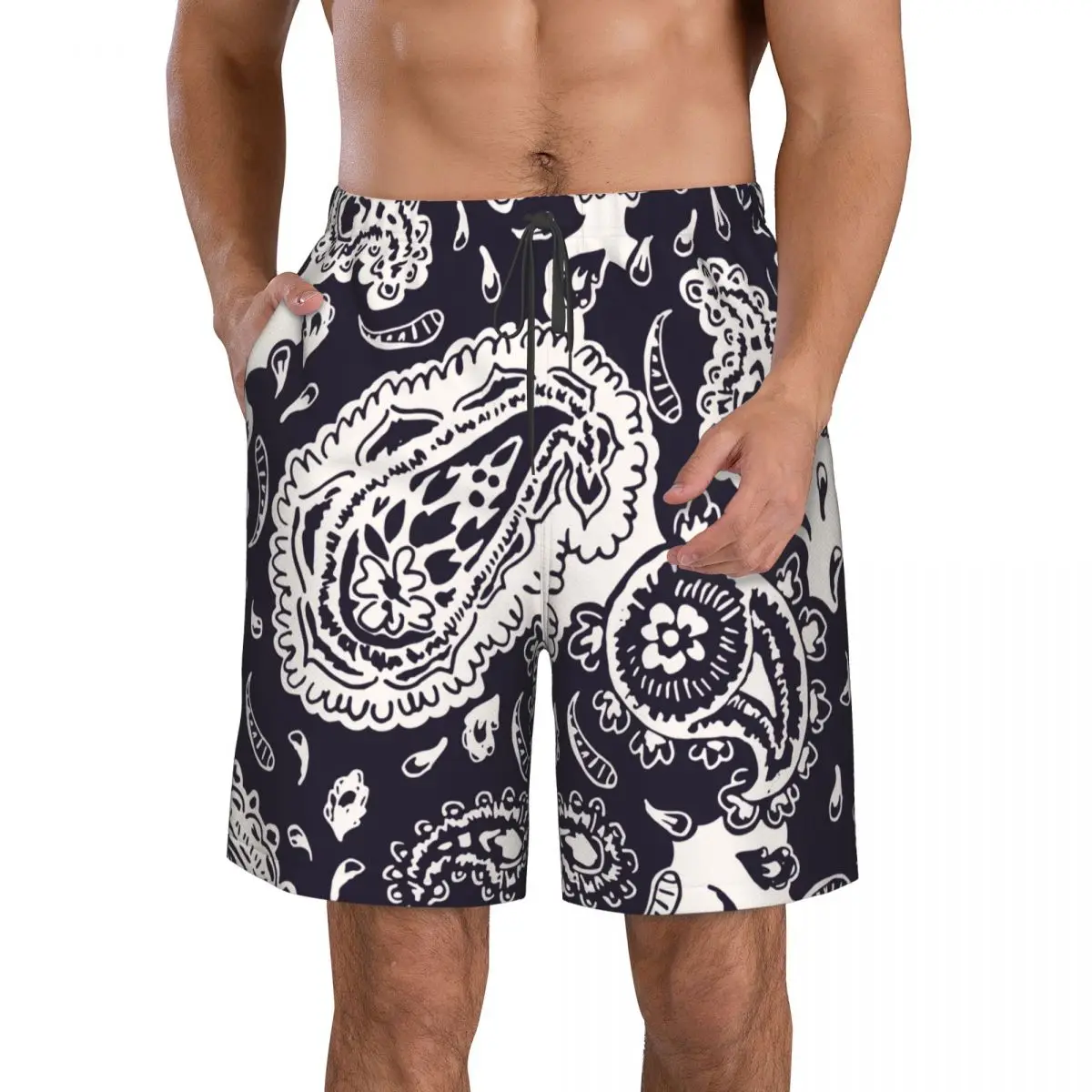 Paisley 3D-печать летние мужские шорты пляжные гавайский стиль отдыха на шнурке домашние шорты