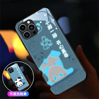 Panda Animal LED Подсветка Чехол Для Телефона Для Samsung S23 S22 S21 S20 FE Note 10 20 Plus Ultra A54 A14 A53 A52 A51 Задняя крышка