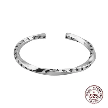 S925 Браслет из стерлингового серебра Креативные персонализированные ювелирные изделия Пара Панк-звезда Скрученный твердый браслет Дизайн в подарок для влюбленных