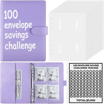 Savings Challenges 100 Envelope Challenge Binder Простой и увлекательный способ сэкономить $5,050 Скоросшиватель без конвертов с наличными