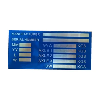 Алюминиевая заготовка или выгравированный VIN серийный идентификатор TAG Табличка с данными CAR Truck HOT Rod Equipment Trailer (140 мм x 65 мм Синий A)