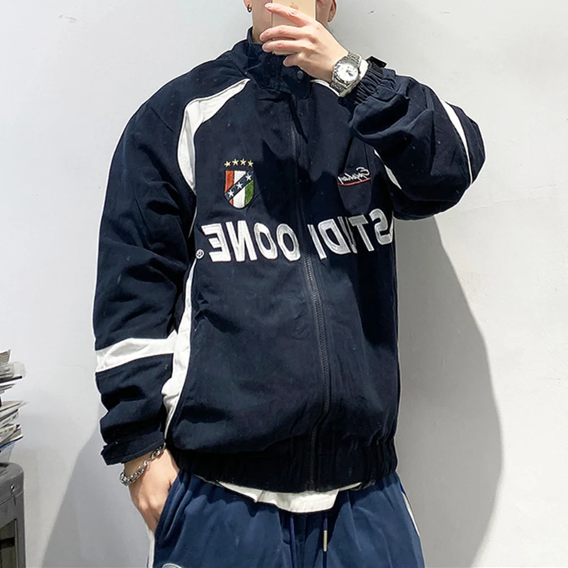 Американская уличная одежда с вышивкой букв модная повседневная куртка мужская одежда весна свободный спортивный пальто Harajuku Пэчворк толстовка