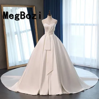 Атласные свадебные платья 2023 Элегантное съемное пышное платье без рукавов с открытой спиной Бальное платье Vestidos De Novia