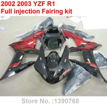 Высококачественные пластиковые обтекатели для литья под давлением Yamaha YZF R1 02 03 черный красный комплект обтекателя кузова YZFR1 2002 2003 BC21