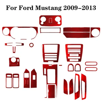 Для Ford Mustang 2009 2010 2011 2012 2013 Углеродное волокно Красные наклейки Крышка Отделка салона автомобиля Декоративные аксессуары