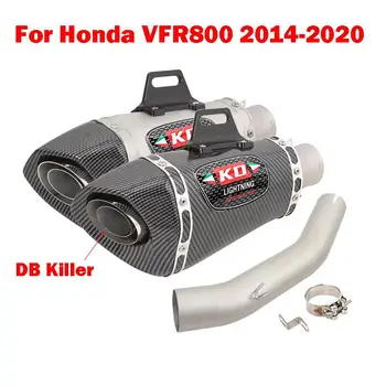  для Honda VFR800 2014-2020 Slip On Мотоциклетная выхлопная труба Mid Link Труба 300 мм Глушитель глушителя Нержавеющая сталь с DB Killer