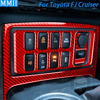 Красная центральная панель круиз-контроля из углеродного волокна Декоративная крышка Наклейка на аксессуары для интерьера автомобиля Наклейка для Toyota FJ Cruiser 2007-2021