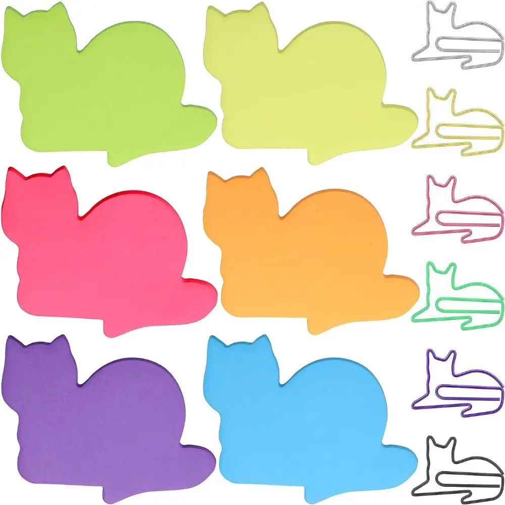 Красочный набор скрепок для заметок с кошками Портативный творческий блокнот Силуэт кошки N раз Наклейки