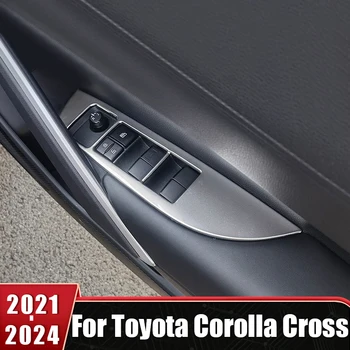 Крышка переключателя стеклоподъемника стекла автомобиля из нержавеющей стали для Toyota Corolla Cross XG10 2021 2022 2023 2024 Отделка панели дверного подлокотника