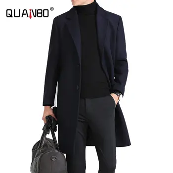  Лучшие зимние мужские корейские шерстяные куртки Slim Fit X-long 2023 Новые мужские деловые повседневные классические утолщенные теплые смешанные пальто