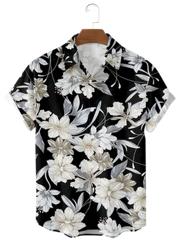 Мужская свободная рубашка с короткими рукавами, креативная рубашка с цифровым 3D-принтом, цветочный узор, лето, новинка 2023 года