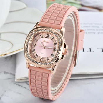  Новые женские модные часы Diamond Top Luxury Brand Повседневные спортивные часы для женщин Женские силиконовые кварцевые наручные часы Montre Femme