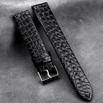  Ремешок для часов ручной работы из кожи аллигатора Ультратонкий 18 19 20 21 22 мм Черно-коричневый мягкий ремешок, быстросъемный браслет